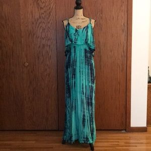 Japna Teal and Navy Maxi Dress EUC